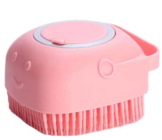 Grooming Silicone Pet Bath Brush With Shampoo Dispenser (Pink)