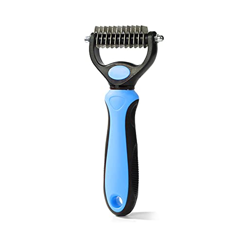 pets grooming tools (PPGT-001 blue) Dog and Cat Dematting Deshedding Brush Tool- Premium Pet Dematting Comb – Exceptional Grooming Accessory for Pets
