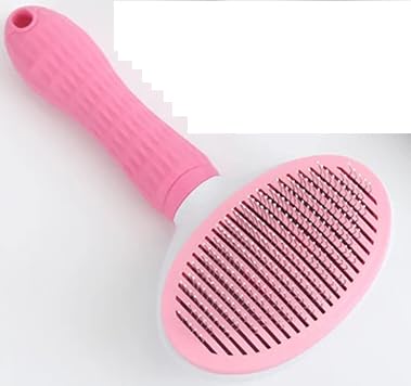 Pet Hair Removal Grooming Cleaning Pet Comb Pet Dog Pet Cat Hair Brush Dog Hair Cleaner Comb Needle Tool Release Button Self Cleaning Easy Use (GREY) (Pink and White)