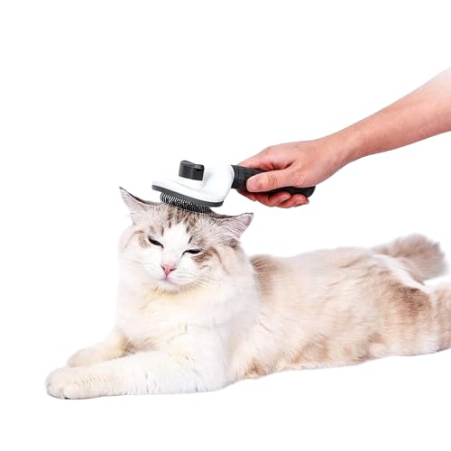 Self-Cleaning Slicker Brush for Dogs and Cats, Hair Cleaner Brush, Shedding and Dematting Grooming Comb, Pet Grooming Brush-Pink, standtard
