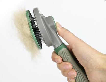 Pet Grooming Tool Needle Brush, Self Cleaning Slicker Brushes for Pet Grooming, Remove Undercoat, Proven Grooming Tools for Dogs Cats and Other Animals (Straight Needle - Pink)