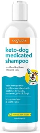 Keto-Dog Medicated 12oz Shampoo for Dogs and Pets – Hint of Mint Scent | Therapeutic Medicated Shampoo with Moisturizing Colloidal Oatmeal | Soothes and Relieves Irritated Skin