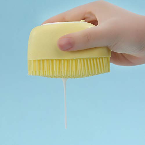 Pet Bath Comb Brush,Hovico 2 in 1 Pet Brush Bath Massage Brush,Soap and Shampoo Dispenser for Daily Grooming, Dog Washing Brush for Long Short Haired Dogs and Cats(3Pcs)