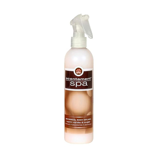 Best Shot Scentament Spa Botanical Body Splash, Detangler Spray, Hypoallergenic Body Spray for Cat, Dog, Warm Vanilla Sugar, 8 Oz.