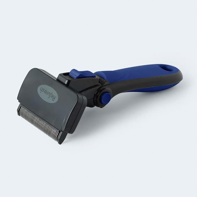 Deshedding Brush for Dogs & Cats - Medium & Blue, Long Hair Grooming Tool, Dog Deshedding Brush, Cat Deshedding Brush, Lightweight Deshedding Tool for Shedding Control. Pet Deshedder