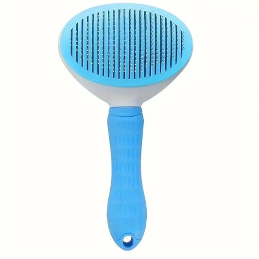 Pet Hair Removal Comb, One-click Undercoat Hair Removal Slicker Brush For Dog And Cat Grooming Tool, Blue