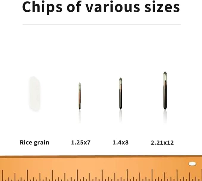 YANZEO 100Pcs 1.25x7mm Pet Microchip 134.2khz FDX-B/ISO11784/ISO11785 Animal Implant Chip Pet ID Microchip for Dog Cat Sheep Cow Pig Mice Rat,Guinea Pig,Laboratory Animals,Free Lifetime Registration