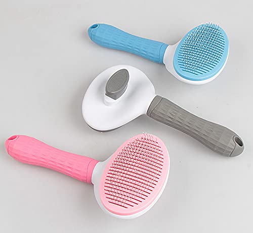 Dog Brush & Cat Brush, Easy Self Cleaning, Round Slicker Pet Brush, Pet Grooming Tool, Removes Undercoat, Shedding, Mats, and Tangled Hair, For Short to Long Fur Hair Dog & Cat - AC2 (Grey)