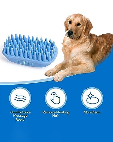Pet Silicone Shampoo Brush | Dog Bath Grooming Brush for Long & Short Hair| Pet Scrubber for Medium Large Pets Dogs Cats | Anti-skid Rubber Massage Comb | Silicone Shower Wash Curry Brush