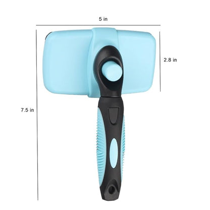 Self Cleaning Slicker Brush for Dogs Cats Deshedding Brush Removes Loose Fur Dogs Brush for Shedding Grooming Brushes for Long Short Haired Pets (Blue)