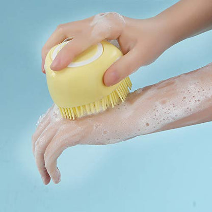 Pet Bath Comb Brush,Hovico 2 in 1 Pet Brush Bath Massage Brush,Soap and Shampoo Dispenser for Daily Grooming, Dog Washing Brush for Long Short Haired Dogs and Cats(3Pcs)