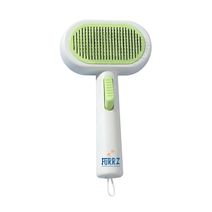 Self-Cleaning Pet Brush for Dogs & Cats – Double-Sided Deshedding Comb & Fur Remover Tool, Gentle Grooming for Long & Short Haired Pets, Effectively Removes Loose Fur (Green)