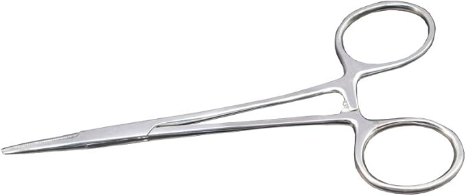 Professional Stainless Steel Pets Dogs Cats Hemostat Forceps Scissors Ear Hair Clamp Pulling Shears Plier Pet Dog Trimmer Accessories Straight Silver