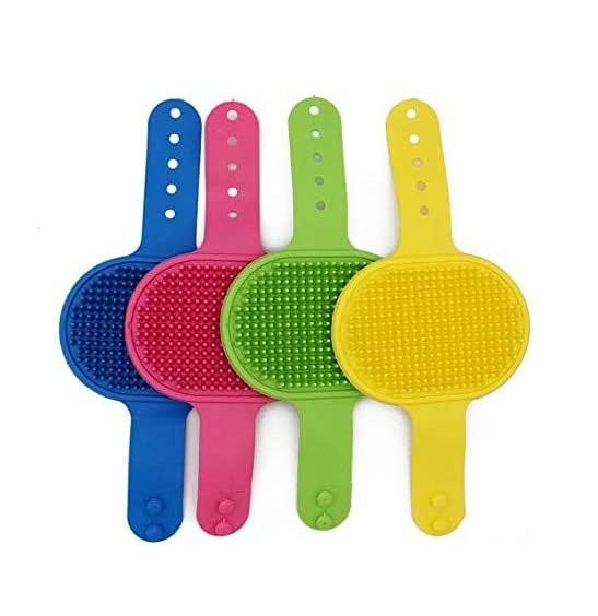 Veewon Silicone Pet Brush Pet Massage Bath Shampoo Brush Dogs Cats Cleaning Grooming Brushes (Blue)