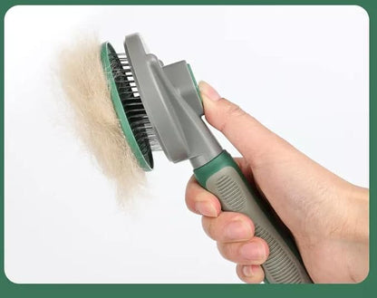 AndroPets - Self-Cleaning Grooming Brush for Dogs and Cats | Removes Loose Undercoat, Mats, and Tangled Hair | Deshedding Tool and Massage Brush (Green)