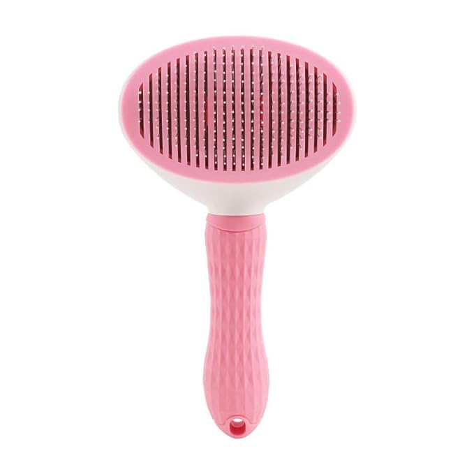 Self Cleaning Slicker Brush for Dogs: Gentle Pet Grooming Brush for Shedding Detangling, Dog & Cat Grooming Deshedding Tool for Long and Short Haired Dogs Cats Pets Puppy Removal & Massage, Pink