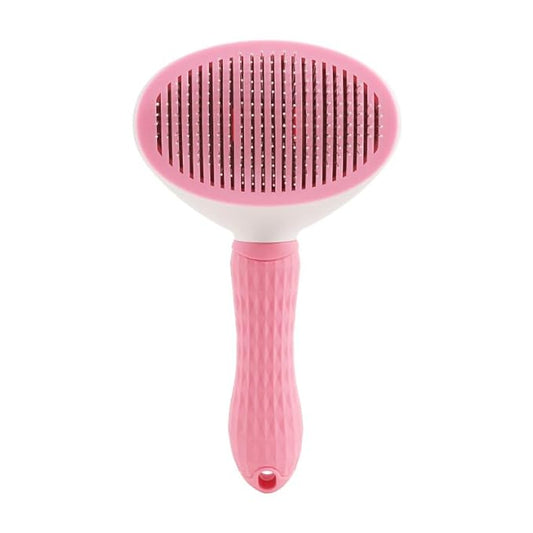 Self Cleaning Slicker Brush for Dogs: Gentle Pet Grooming Brush for Shedding Detangling, Dog & Cat Grooming Deshedding Tool for Long and Short Haired Dogs Cats Pets Puppy Removal & Massage, Pink