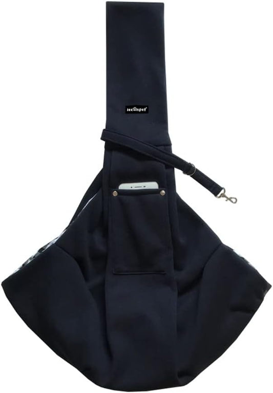 Leconpet Dog Sling Carrier Shoulder Bag for Pets with Mobile Phone Pocket Safety Buckle Security Lock, Suitable for Puppy, Small Dogs, and Cats for Outdoor Travel (Navy Blue)