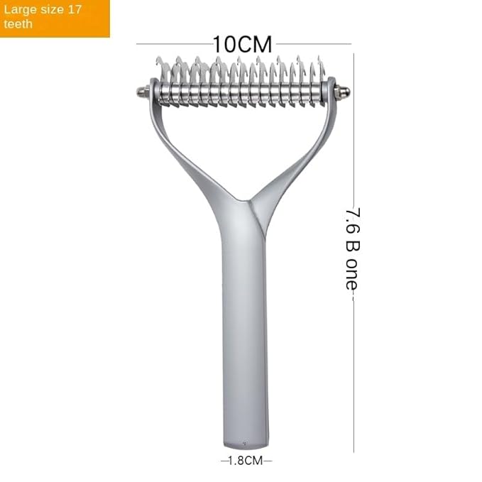 Pet comb Unknot Unknot comb Y-shape floating-off dog rake comb Zinc alloy dog comb hair removal dog comb (Big, Sliver)