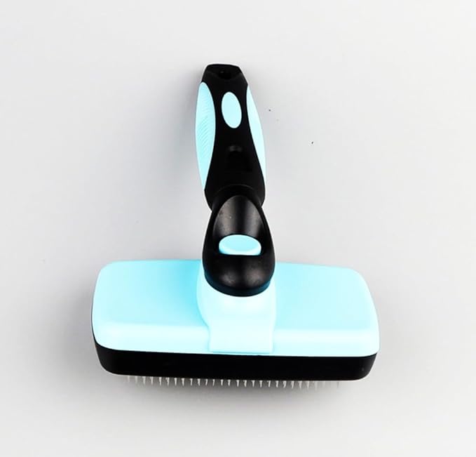 Self Cleaning Slicker Brush for Dogs Cats Deshedding Brush Removes Loose Fur Dogs Brush for Shedding Grooming Brushes for Long Short Haired Pets (Blue)