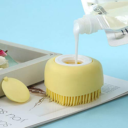 Pet Bath Comb Brush,Hovico 2 in 1 Pet Brush Bath Massage Brush,Soap and Shampoo Dispenser for Daily Grooming, Dog Washing Brush for Long Short Haired Dogs and Cats(3Pcs)