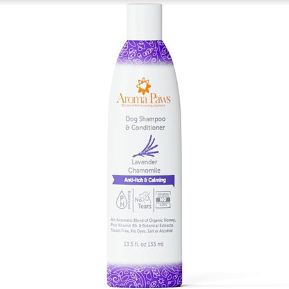Dog Shampoo and Conditioner - Aromatic Tearless Shampoo for Cleansing, Grooming, and Conditioning - Moisturizing Shampoo for Dogs and Puppies - Lavender Chamomile 13.5 oz