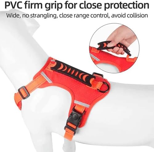 Dog Harness, No Pull Service Vest, Reflective Strips, Control Handle, Soft Padded, Adjustable and Comfortable for Easy Walking (Red, Medium)