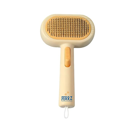 Self-Cleaning Slicker Brush for Dogs & Cats – Effective Pet Grooming & Deshedding Tool, Gentle & Skin-Safe, Ideal Dog Brush for Small, Medium & Large Breeds (Yellow)