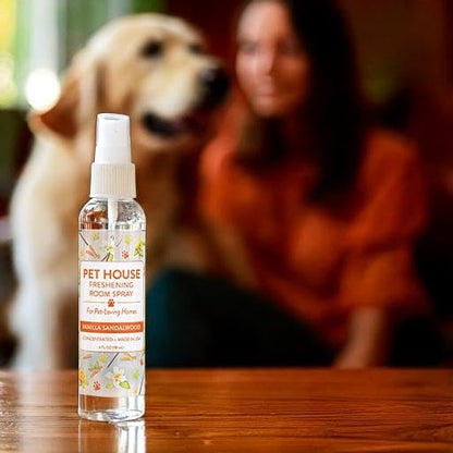 One Fur All Pet House Freshening Room Spray - Vanilla Sandalwood - Concentrated Air Freshener - Non-Toxic & Pet-Friendly Air Freshener - Pet Odor Eliminator Room Spray