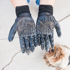 PET MAGASIN Dog Grooming Gloves for Gentle Deshedding and Bathing (Black, Medium)