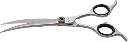 Professional Pet Grooming Scissors for Dogs and Cats Hair Cutting Shears 440C Japanese Steel Right Hand Comfortable Grip (Curve, 7.5 Inches)