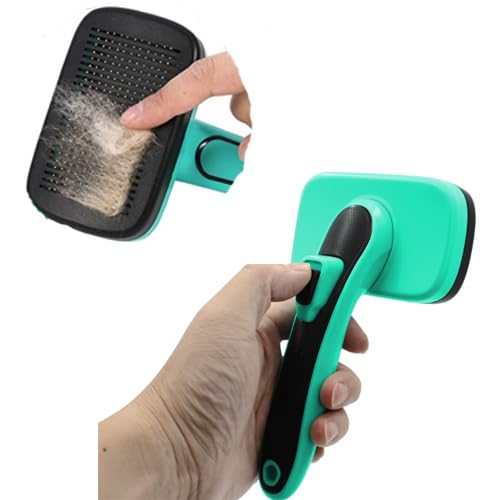 Self Cleaning Slicker Brush for Dogs and Cats,Pet Hair Brush for Shedding Long and Short Hair,Pet Grooming with Easy Clean Retractable Bristles -Cat and Dog Grooming Tool