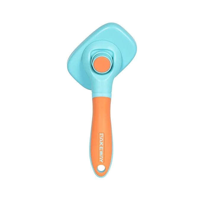 360-degree Rotating Head Self-Cleaning Dog&Cat Slicker Brush, Cat Brush with Release Button, Indoor Cats Shedding, for Cat and Dog Grooming (Green & Orange)
