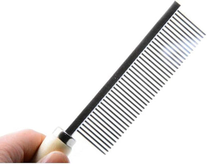 Pet Grooming Comb for Long Haired Cats & Dogs - Stainless Steel Pin Teeth Wooden Handle Fur Hair Brush - Removes & Prevents Matted Fur
