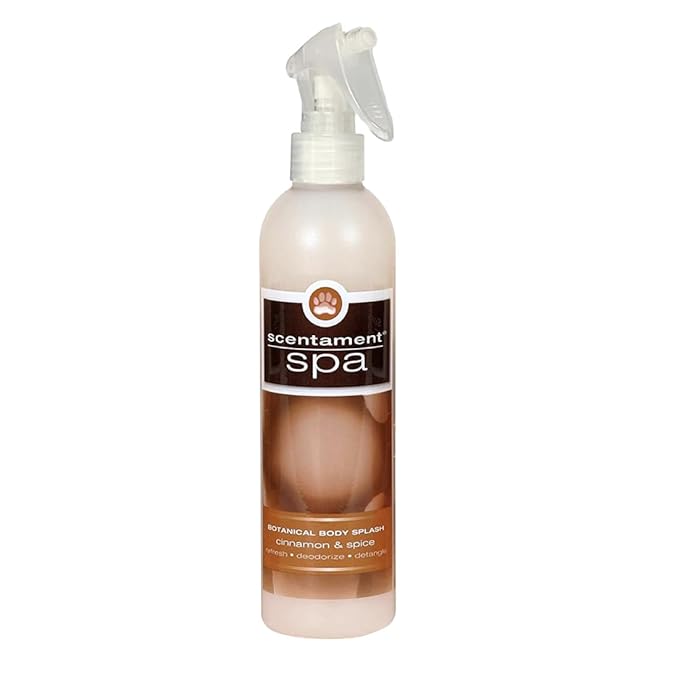 Best Shot Scentament Spa Botanical Body Splash, Body Spray Conditioner for Pets, Cat and Dog Cologne Spray, Alcohol-Free, Ready To Use, Cinnamon Spice, 8 Oz.