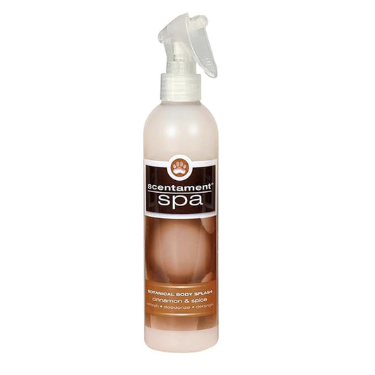 Best Shot Scentament Spa Botanical Body Splash, Body Spray Conditioner for Pets, Cat and Dog Cologne Spray, Alcohol-Free, Ready To Use, Cinnamon Spice, 8 Oz.