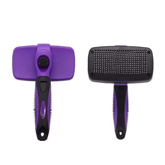 Self-Cleaning Slicker Brush for Dogs & Cats, Gentle on Skin, Deshedding Tool for Long & Short Hair Pets, purple