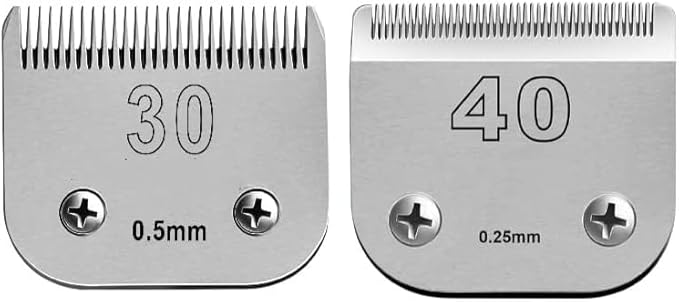 VALLNEIsize 40/30 Detachable Pet Dog Grooming Ceramic Blades Compatible with Oster A5,Wahl KM10 Series Clipper,Cut Length 1/100 to 1/50 in,2 Count