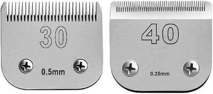 VALLNEIsize 40/30 Detachable Pet Dog Grooming Ceramic Blades Compatible with Oster A5,Wahl KM10 Series Clipper,Cut Length 1/100 to 1/50 in,2 Count