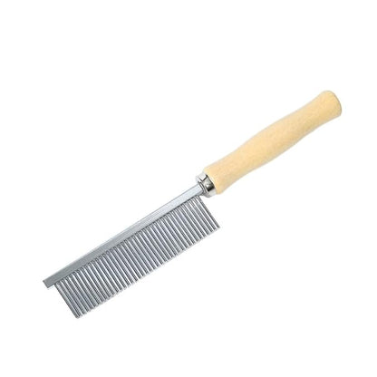 Silver Dog and Cat Combs For Grooming Long Haired Cats and Dogs - Pet Dog Cat Comb Stainless Steel Pin Teeth Wooden Handle Grooming Fur Hair Brush - Comb Removes and Prevents Matted Fur，Grooming