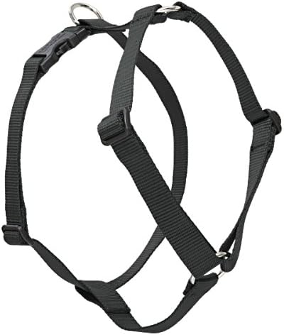 LupinePet Basics 1" Black 20-32" Adjustable Roman Dog Harness for Medium Dogs
