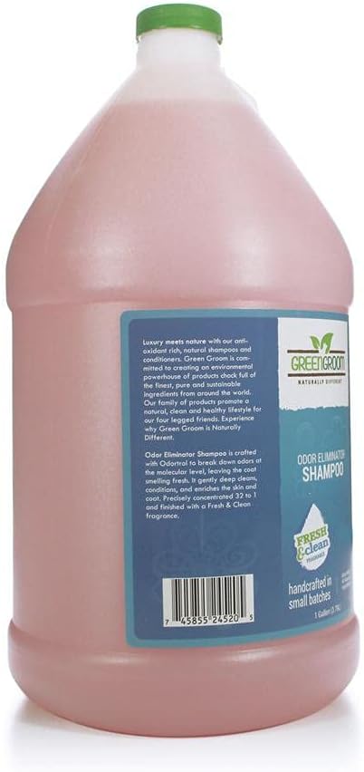 Green Groom Odor Eliminator Dog Shampoo, 1 Gallon - Crafted with Odortrol, All Natural Ingredients, Antioxidant Rich, Eliminates Smelly Pet Odors, Powerful Deodorizing Formula, Professional Grade
