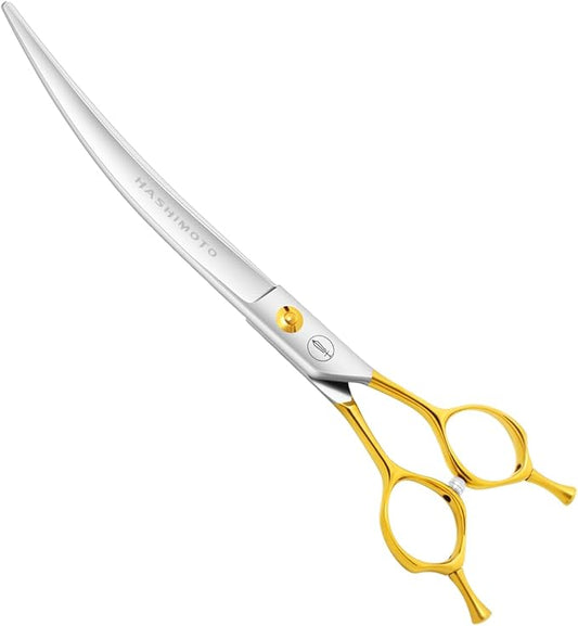 HASHIMOTO Curved Scissors for Large Dog Grooming,8.0 inches, Designed for Professional Groomers or Family DIY Use.