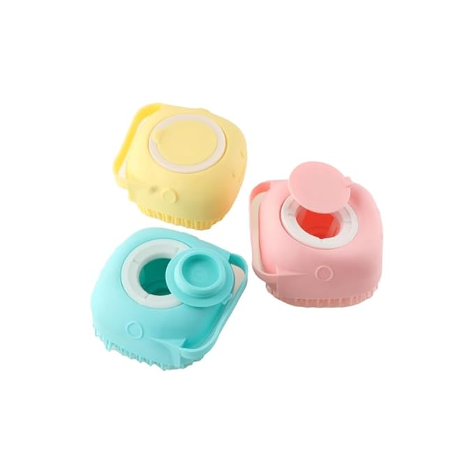 Pokinge 3Pcs Pet Bath Brush Durable Soft Silicone Pet Hair Comb Multicolor Cat Dog Grooming Tools Pet Supplies