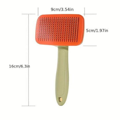 Self-Cleaning Pet Grooming Brush for Dogs & Cats (Green)