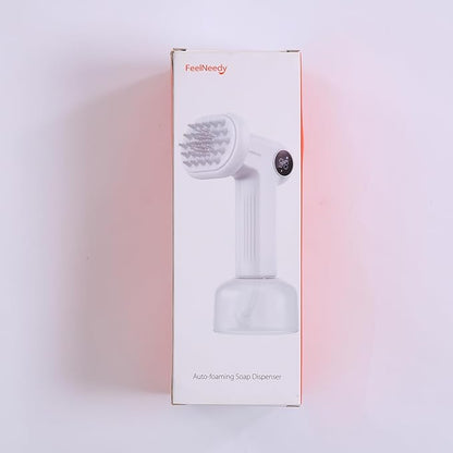 Automatic Foaming Soap Dog Bath Brush, Foaming Dispenser with Soft Silicone Massage Dog Shampoo Brush, One-Click Deep Cleaning Dog Washing Brush for Short and Long Haired Pet, White