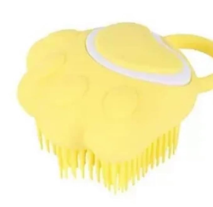Pet Grooming Massage Brush, Silicone Dog Bath Comb with Paw Shape Design, 3 colors to choise(pink,blue,yellow)