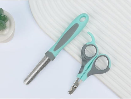 Pet Nail Clippers, Small Animal Toenail Trimmer Kit, Multiple Sizes, Light Green and Silver