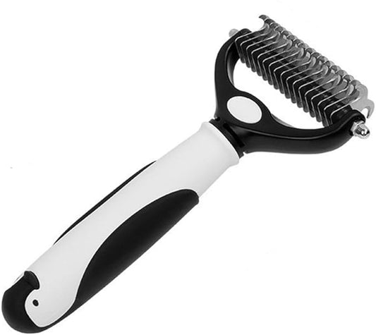 Penguin Pet Hair Brush - Double Sided Sheddind, Dematting Undercoat Rake for Dogs and Cats, 17+9 Teeth Deshedding Brush for Detangling and Dematting Long, Matted Fur on Cats and Dogs
