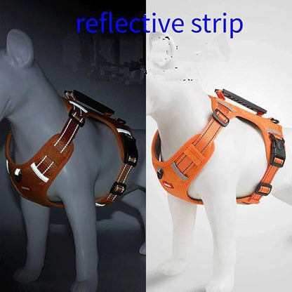 Dog Harness, No Pull Service Vest, Reflective Strips, Control Handle, Soft Padded, Adjustable and Comfortable for Easy Walking (Orange, Medium)